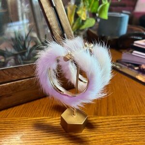 Furry White Hoop Earrings